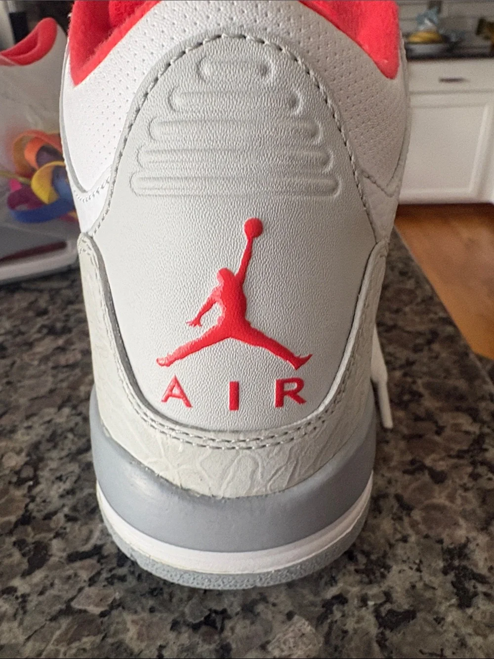Jordan Kids White and Crimson High Top Sneakers